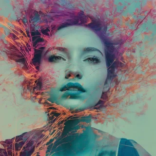 Double exposure photography with vibrant colors