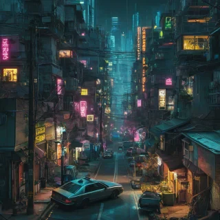 Cyberpunk of a neighborhood
