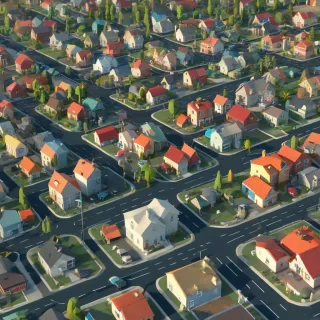 Low poly art of a neighborhood