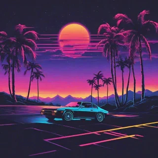retro wave scene