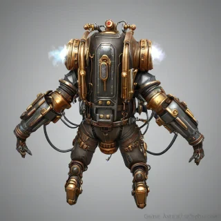 game asset style steampunk jetpack, on a plain white background, even lighting