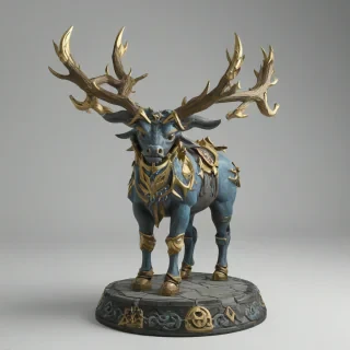 I would like a 3d model of the horned statue from the zelda game breath of the wild, on a plain white background, even lighting