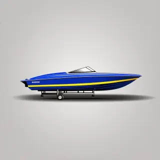blue and yellow speed boat