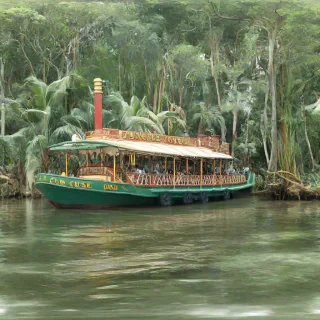 jungle cruise steam boat,, on a plain white background, even lighting