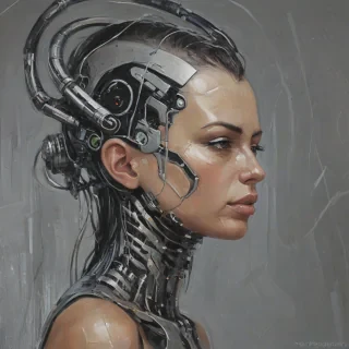 cybernetic style painting
