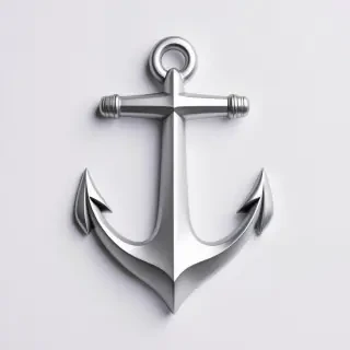 realistic silver boat anchor