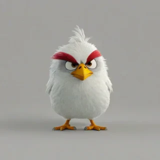 Angry Birds style animal, on a plain white background, even lighting