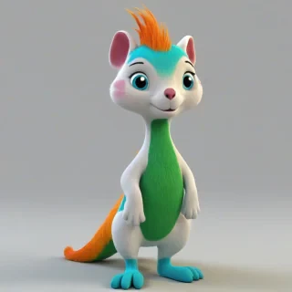 3d cartoon, single cute storybook animal, vivid colors, on a plain white background, even lighting