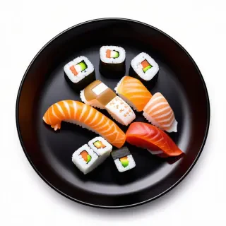 plate with different types of sushi