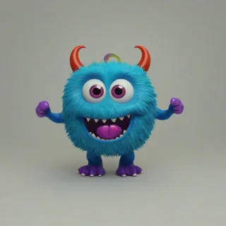 3d cartoon, lovable, jewel tone colored, children's monster, on a plain white background, even lighting