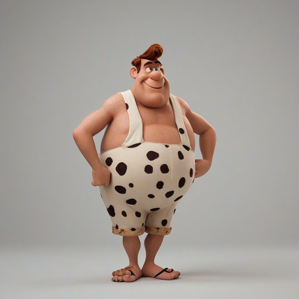 Fred Flintstone, on a plain white background, even lighting 