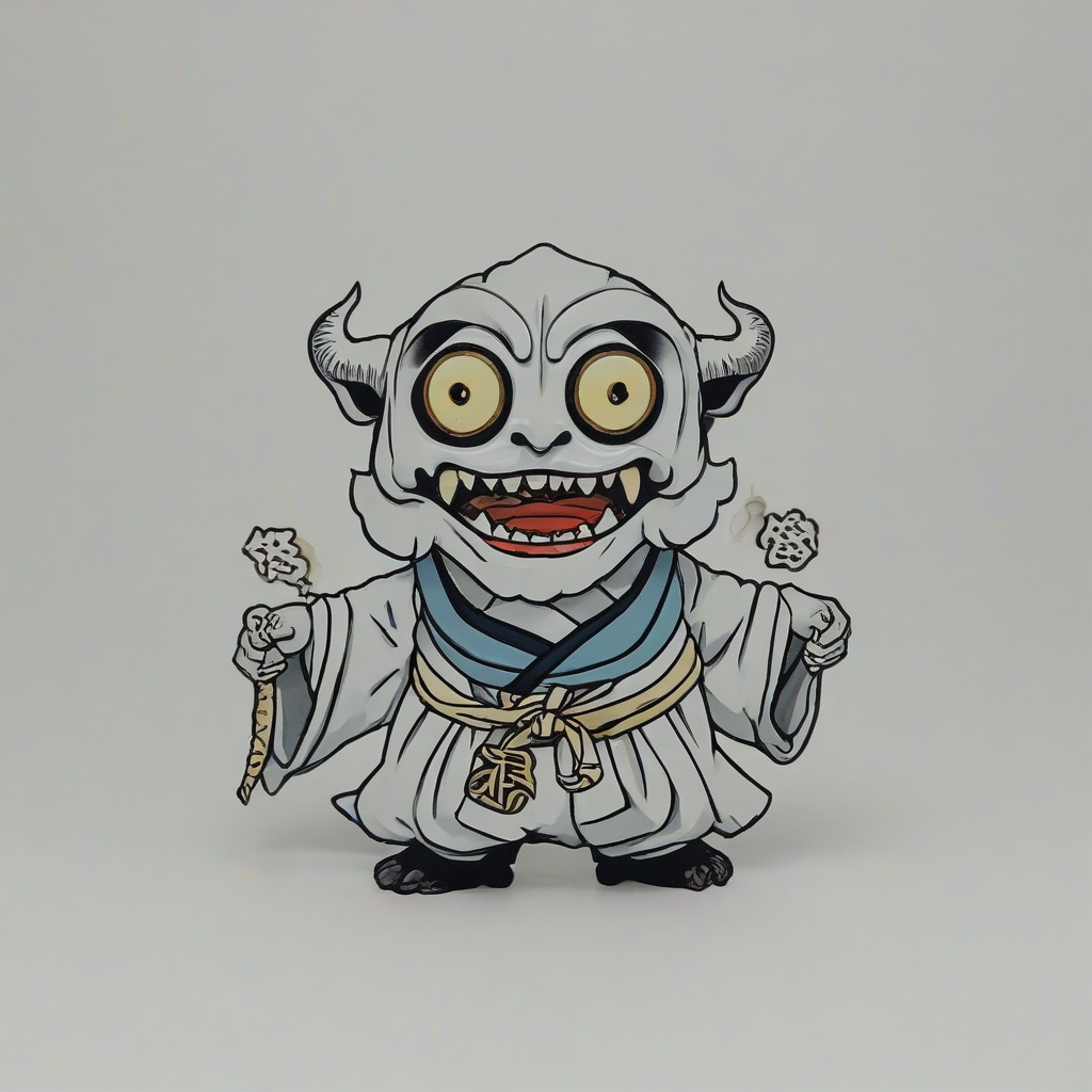 Yokai style spirit, on a plain white background, even lighting