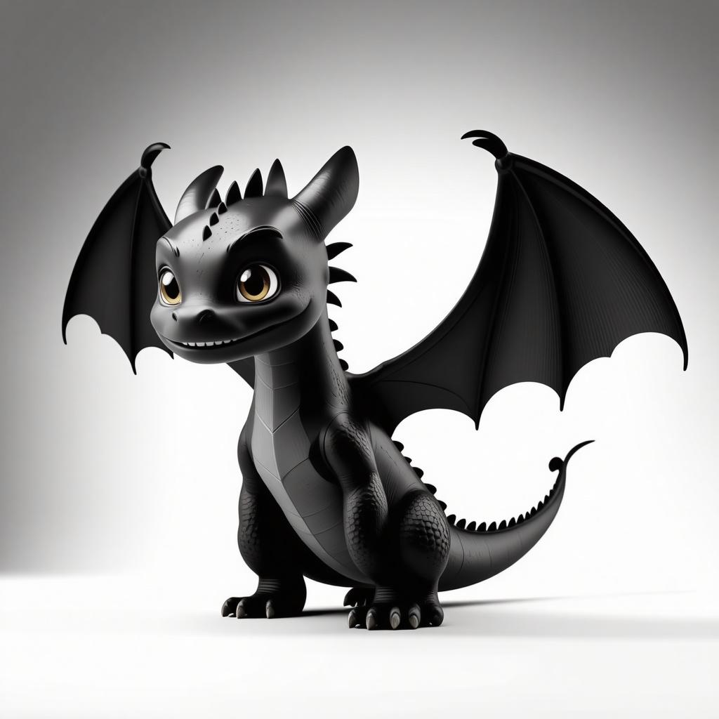 Toothless the cartoon dragon with wings on the back