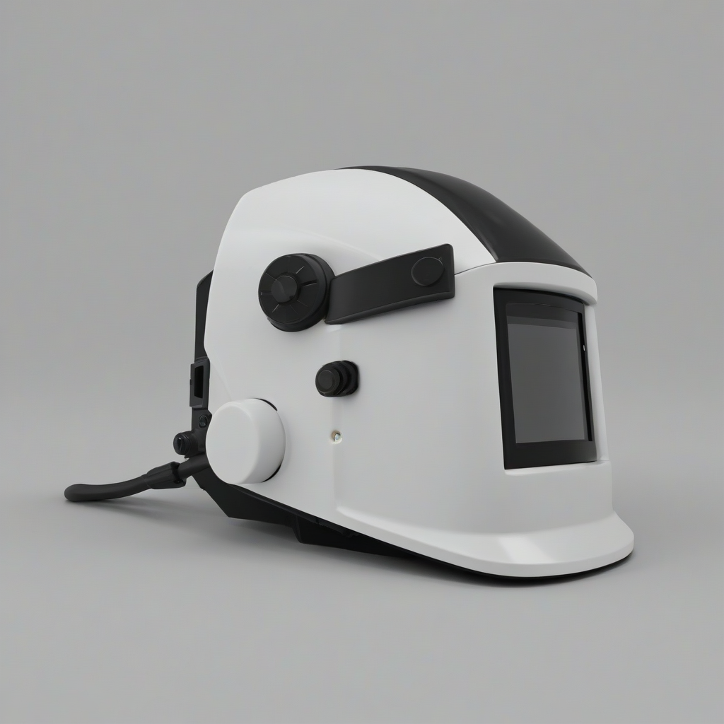 Roblox style welding helmet, on a plain white background, even lighting
