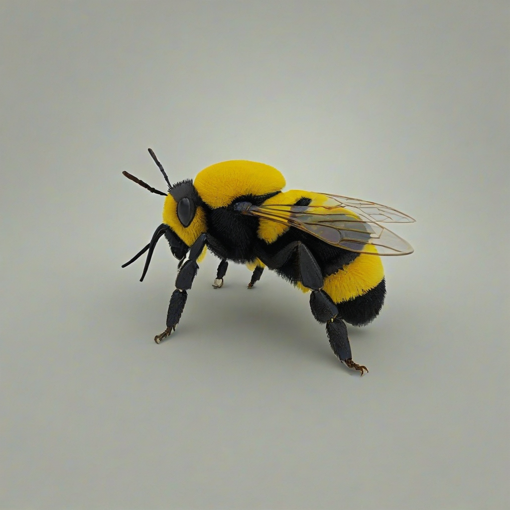 low-poly bumble bee, vivid colors, bright lighting, on a plain white background, even lighting