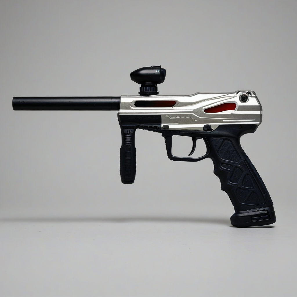 paintball marker, on a plain white background, even lighting