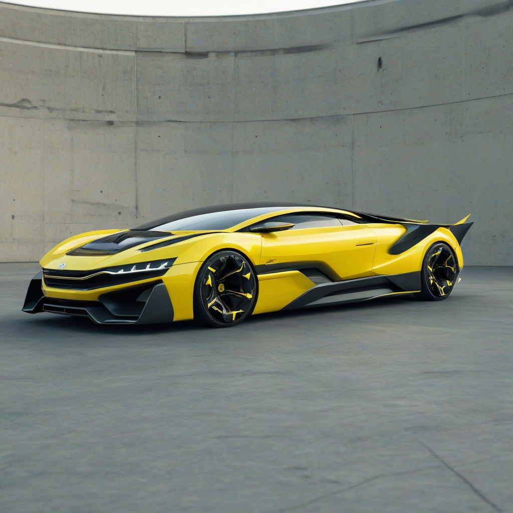 Futuristic yellow car