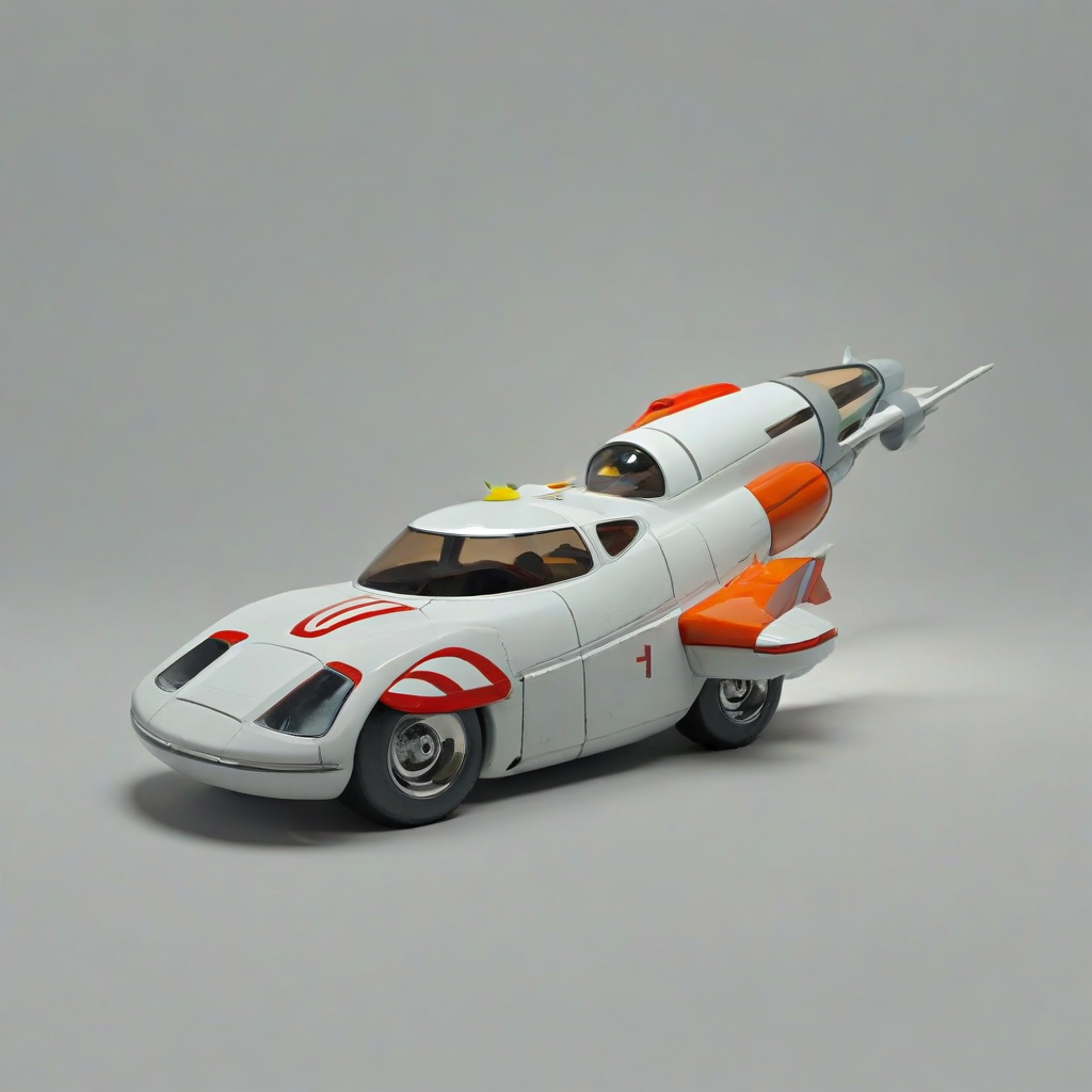 cartoon rocket ship car, on a plain white background, even lighting