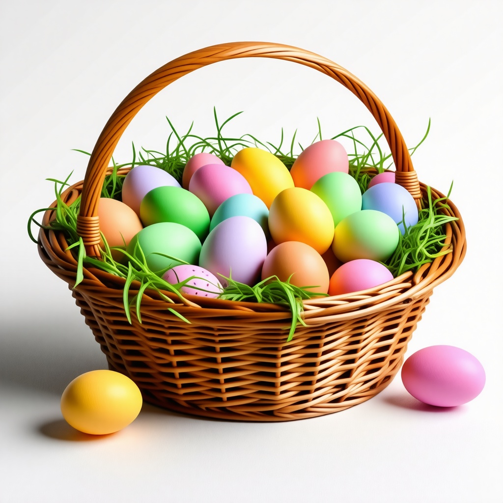 easter basket full of colorful eggs