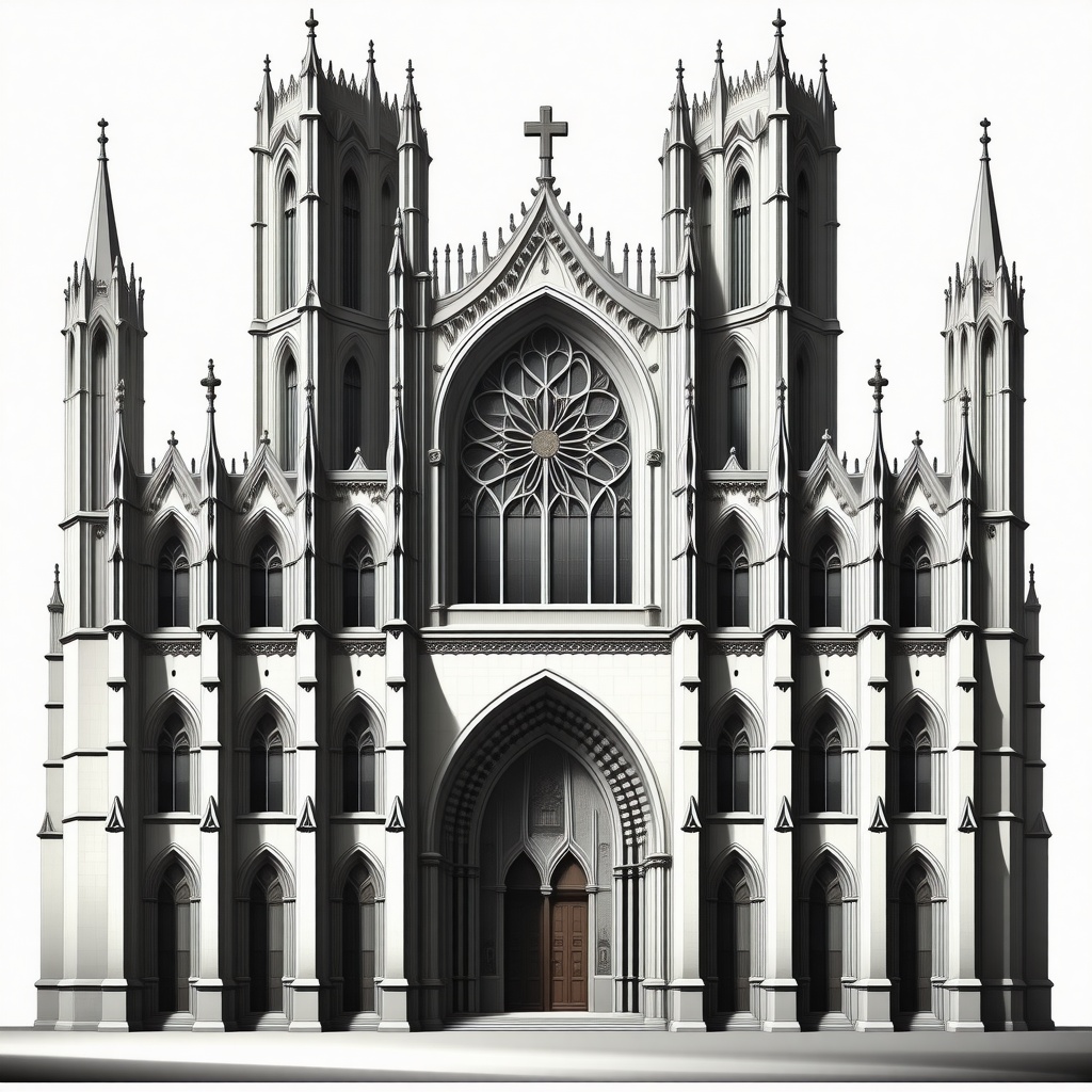 A Gothic cathedral with a Cruciform architectural plan and intricate details on the exterior