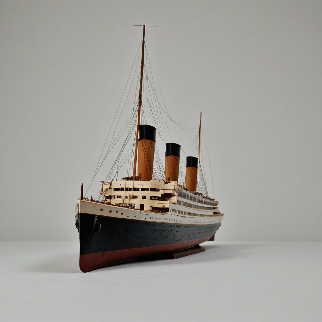 The titanic, on a plain white background, even lighting 