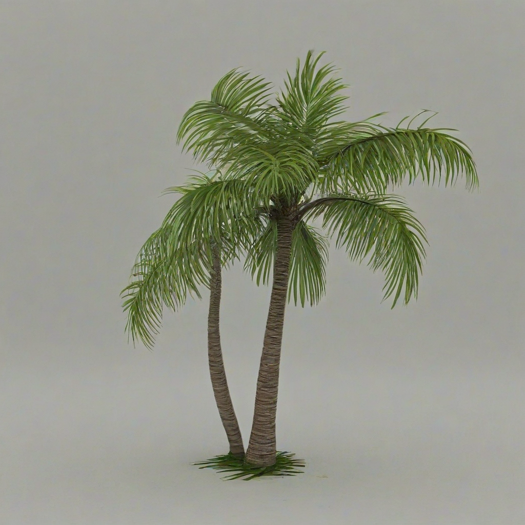 3d hand-drawn palm tree, on a plain white background, even lighting