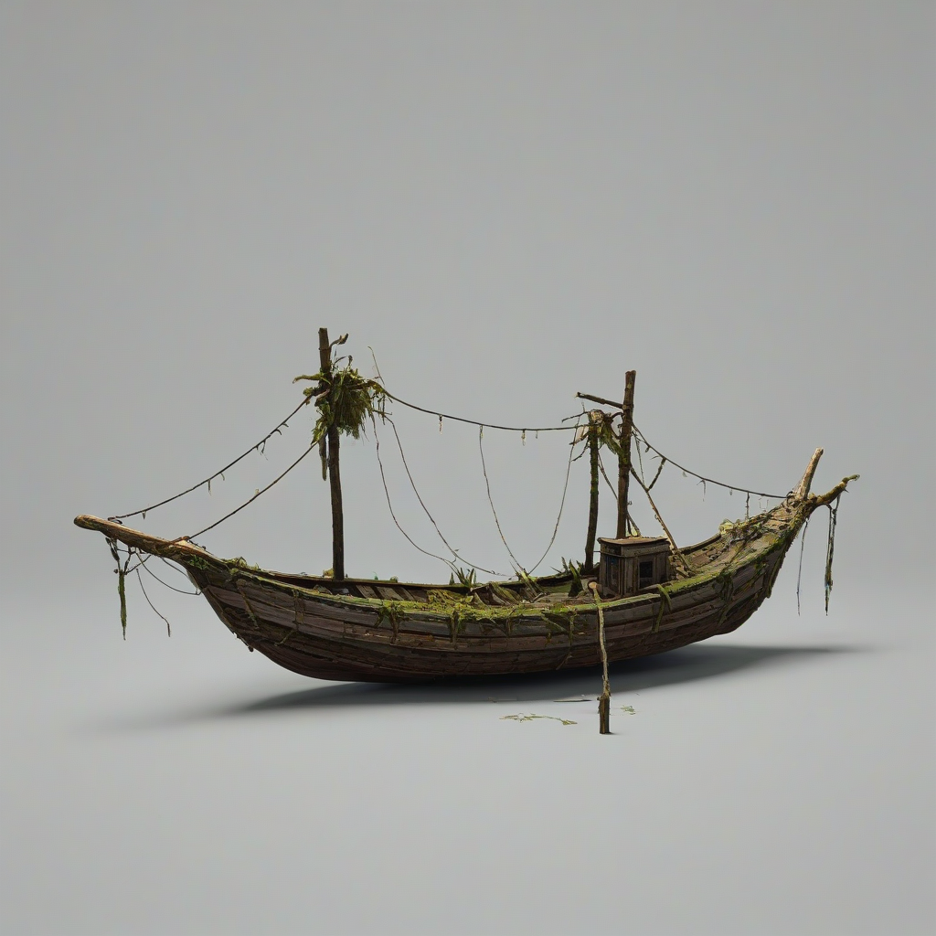 game asset style swamp boat, on a plain white background, even lighting