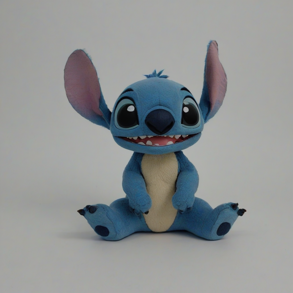Stitch from Lilo and Stitch, on a plain white background, even lighting 