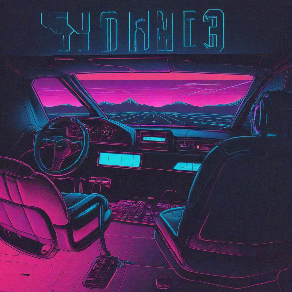 1980s synthwave inspired scene