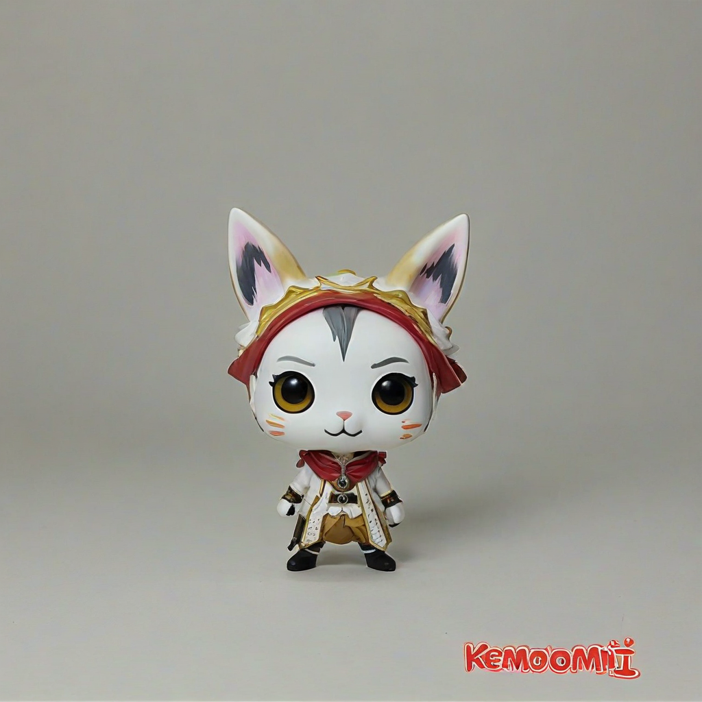 Funko pop kemonomimi, on a plain white background, even lighting
