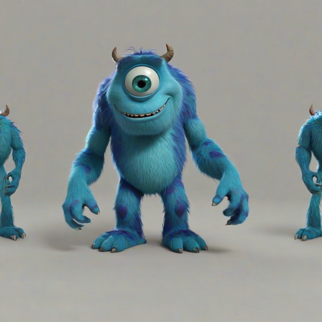 3d cartoon animation of a monster like Monsters Inc., on a plain white background, even lighting