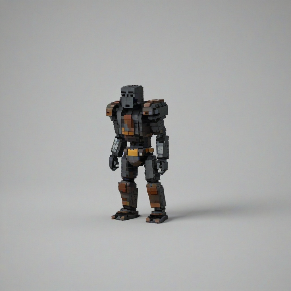 character made of small voxels, on a plain white background, even lighting
