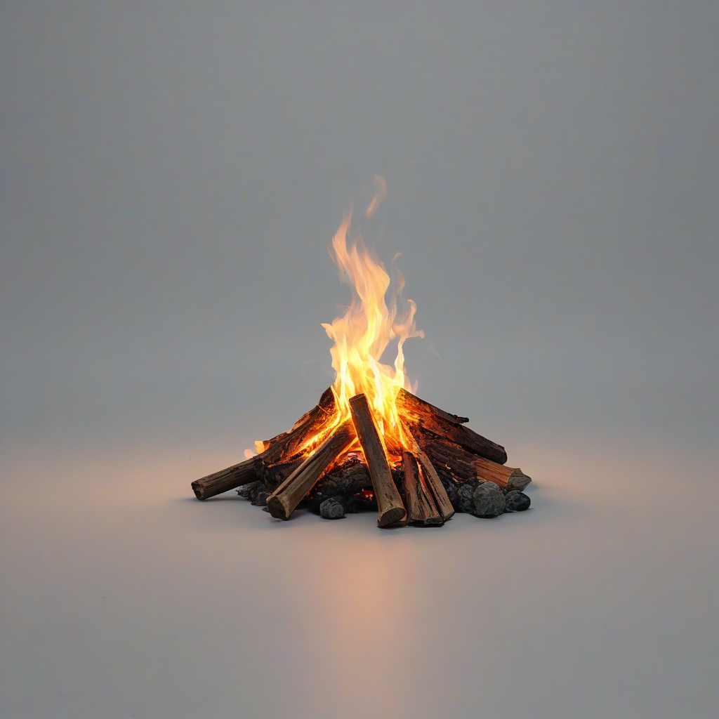 D & D style camp fire, on a plain white background, even lighting