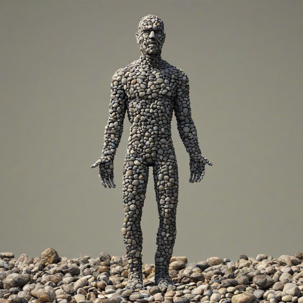 man made entirely of rocks , vivid illustration