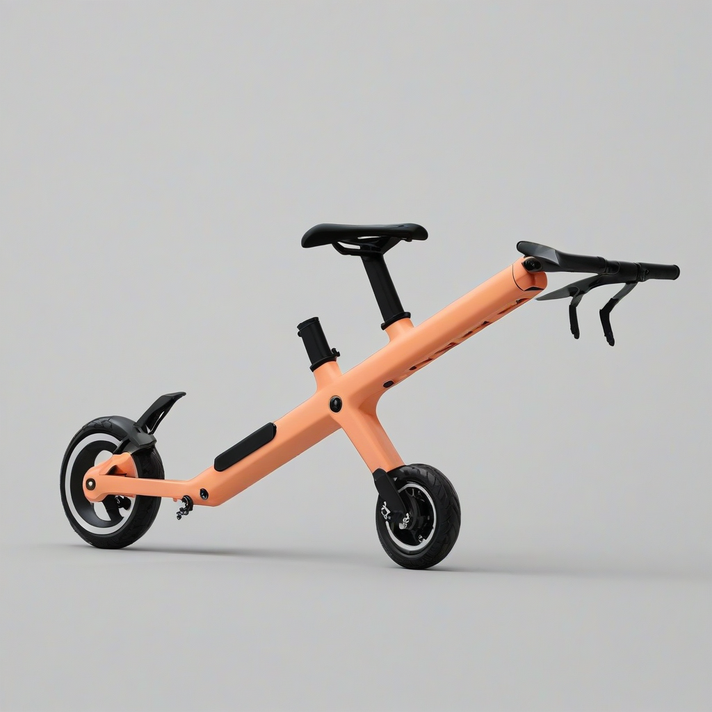 Minimalist peach-colored transportation device, full-body view, on a plain white background, on a plain white background, even lighting 