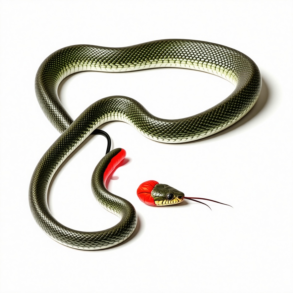 A snake with a boxing glove on it's tail