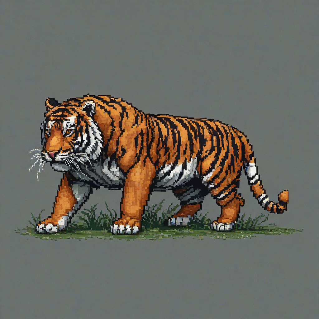 Pixel art of a tiger