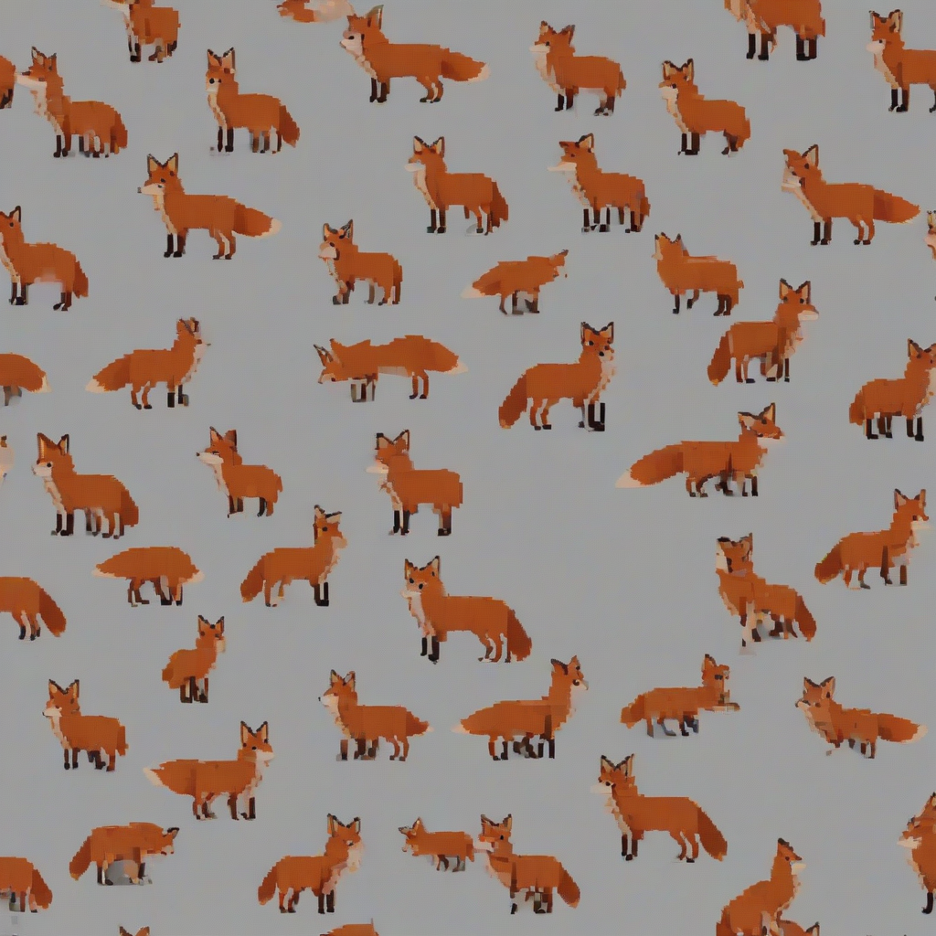 pixel art of red fox, on a plain white background, even lighting 