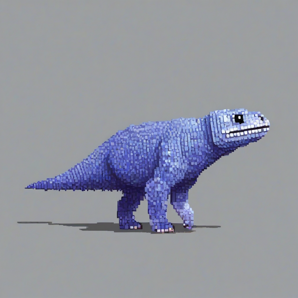 Periwinkle pixel art animal, full-body view, on white background