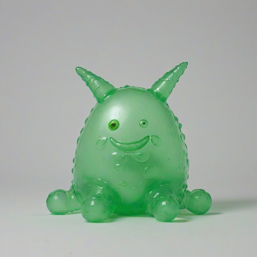 jiggly, green, transparent blob monster, on a plain white background, even lighting